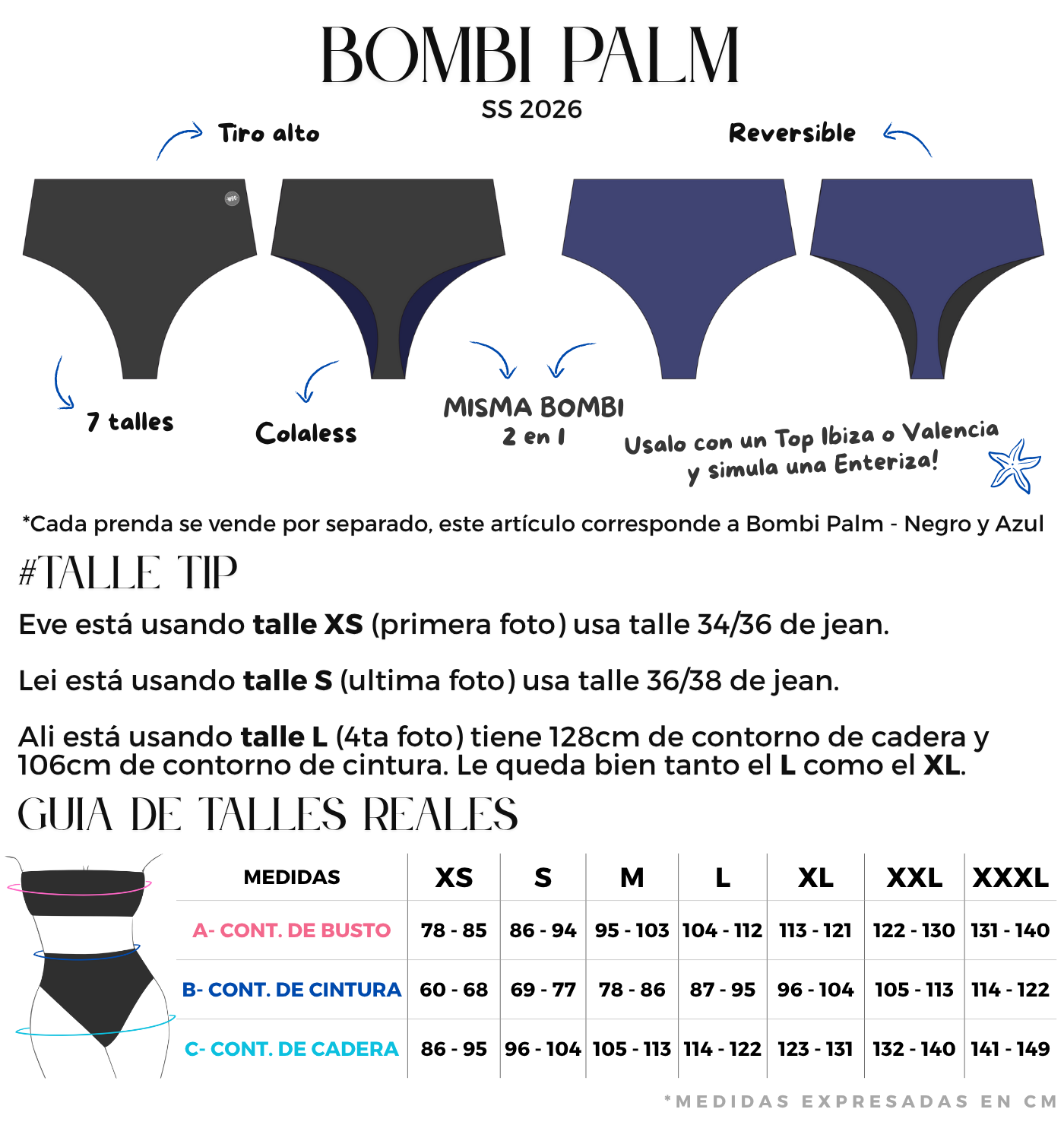 bombacha tiro alto colaless reversible negra